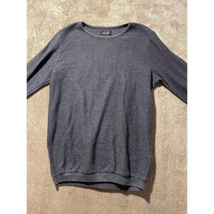 Zara Man Sweater Size Medium Mens Navy Blue Long Sleeve Pullover Knit Stretch